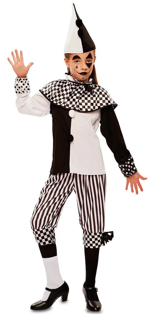 Disfraz de Arlequina Blanco y Negro para Niña Arlequines y Bufones EuroCarnavales