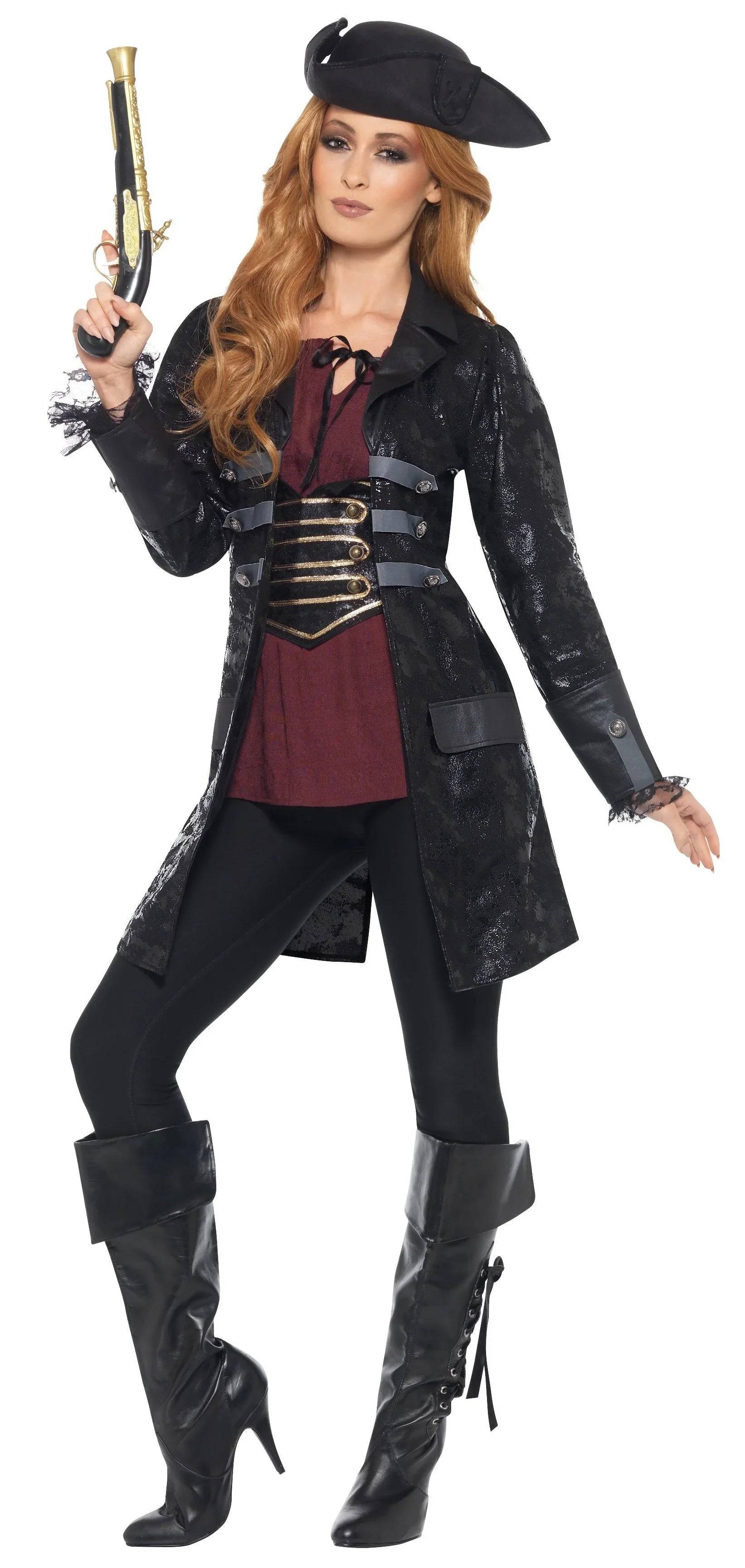 Chaqueta de Capitán Pirata Negra para Mujer Complementos Piratas Smiffys