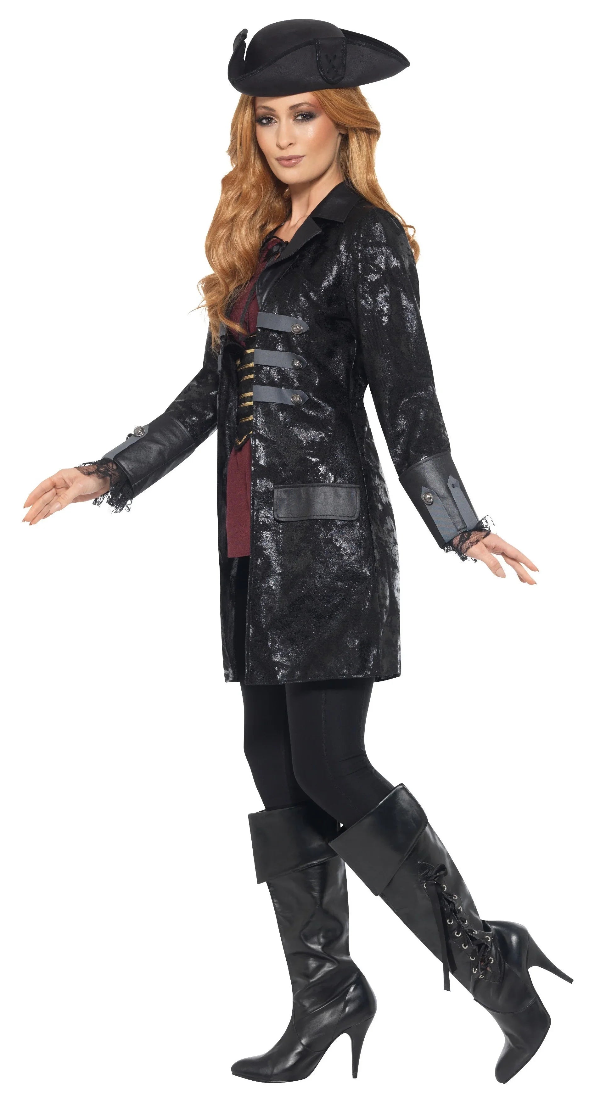 Chaqueta de Capitán Pirata Negra para Mujer Complementos Piratas Smiffys