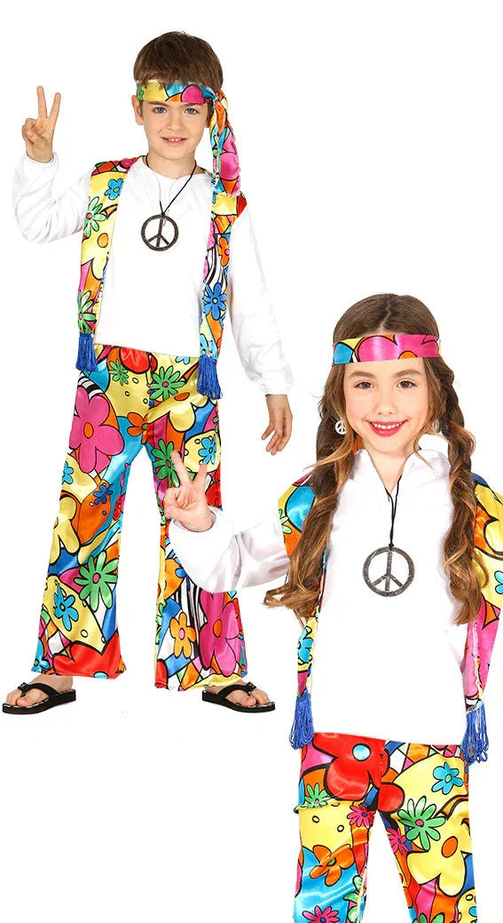 Disfraz de Hippie Colorido Infantil Hippie Guirca