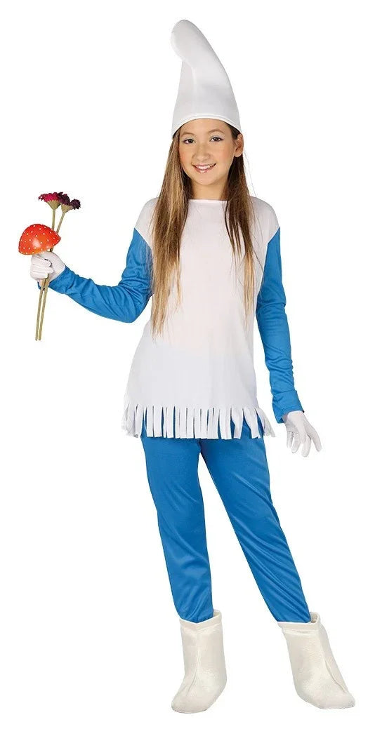 Disfraz de Pitufina Azul para Niña Los Pitufos Guirca