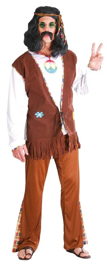 Disfraz de Hippie Marrón para Hombre Hippies Guirca