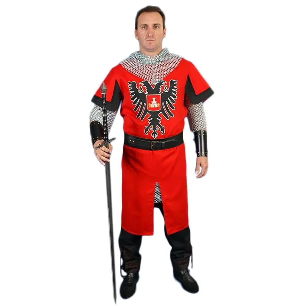 Traje Medieval Rojo con Águila Bicéfala para Hombre Caballeros y Cruzados Medievales Medieval Factory