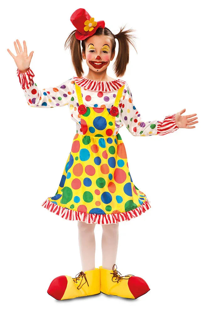 Disfraz de Payasa con Lunares para Niña Payaso EuroCarnavales