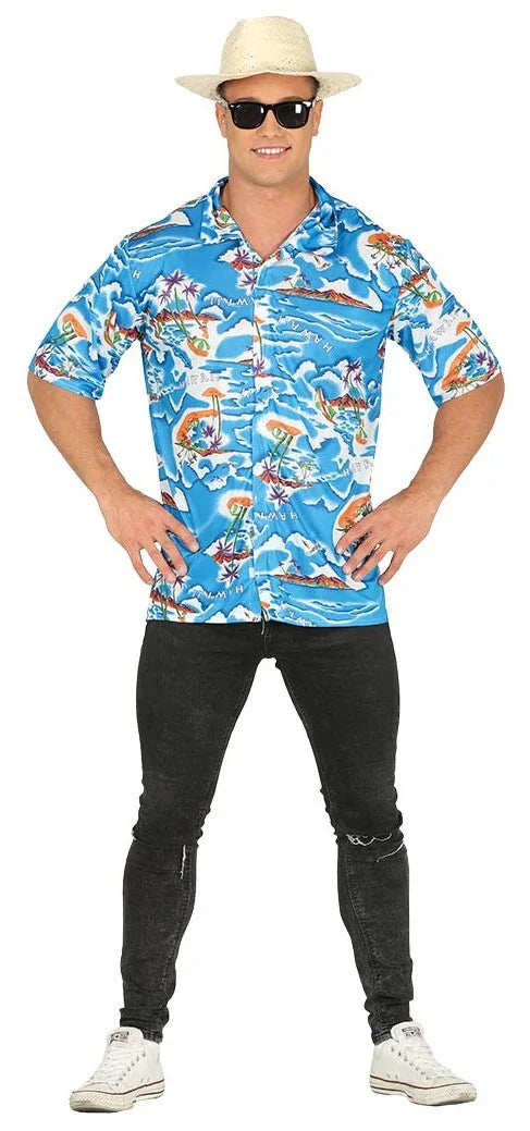 Camisa Hawaiana Azul para Hombre Hawaianos Guirca