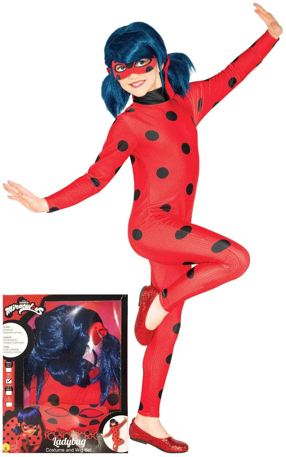 Disfraz de Ladybug con Peluca para Niña LadyBug y CatNoir Rubies