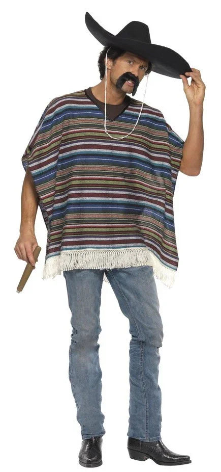 Poncho Mejicano a Rayas para Adulto Mexicanos Smiffys