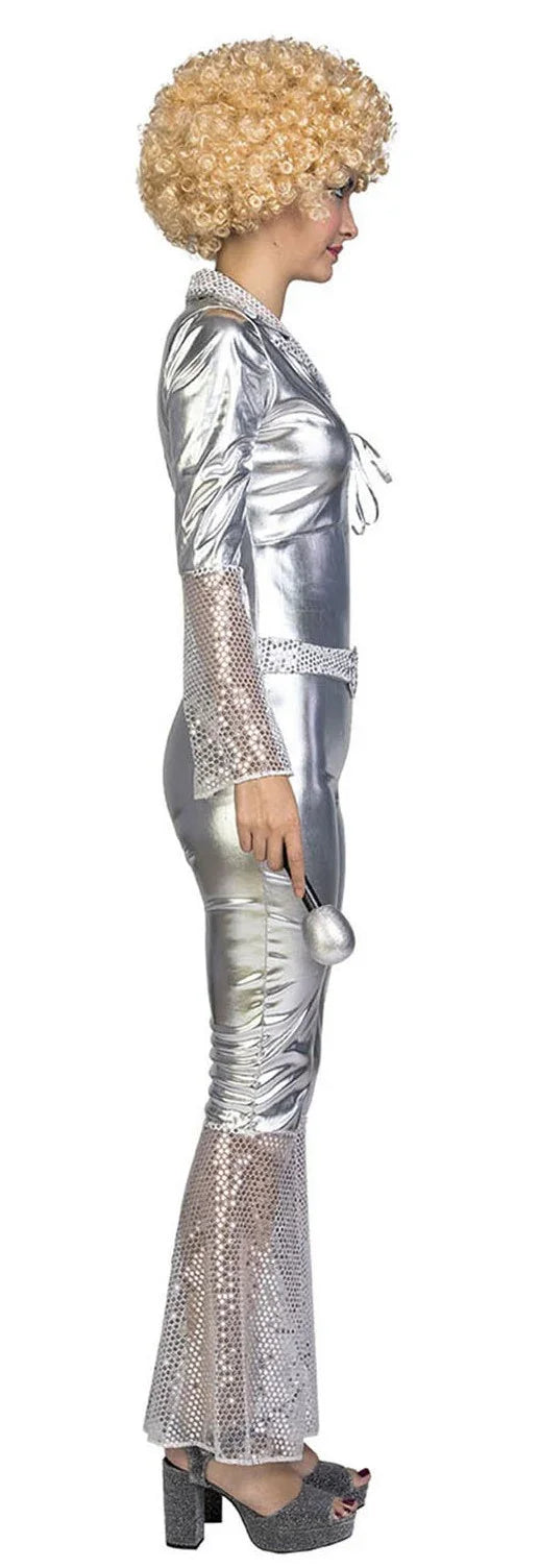 Disfraz Disco Plateado con Lentejuelas para Mujer Disco Viving