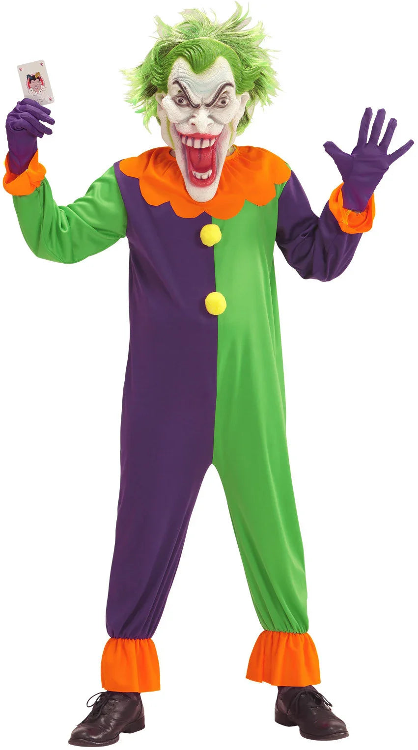 Disfraz de Payaso Psicópata Morado y Verde para Niño Payasos Asesinos Widmann