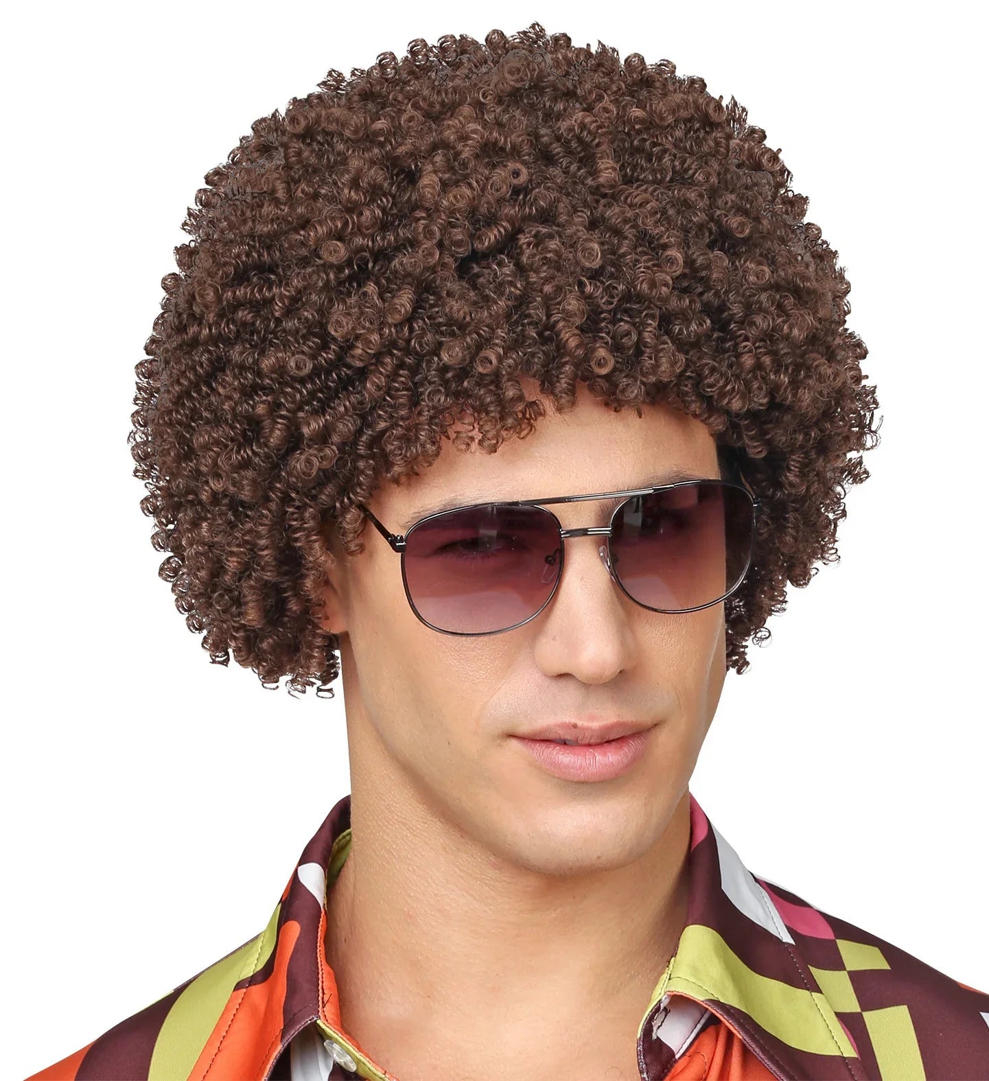 Peluca Disco Castaña Estilo Afro Complementos Años 60, 70, 80 Widmann