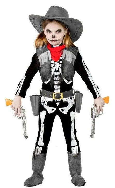 Disfraz de Vaquera Esqueleto para Niña Esqueletos Kimokawaii