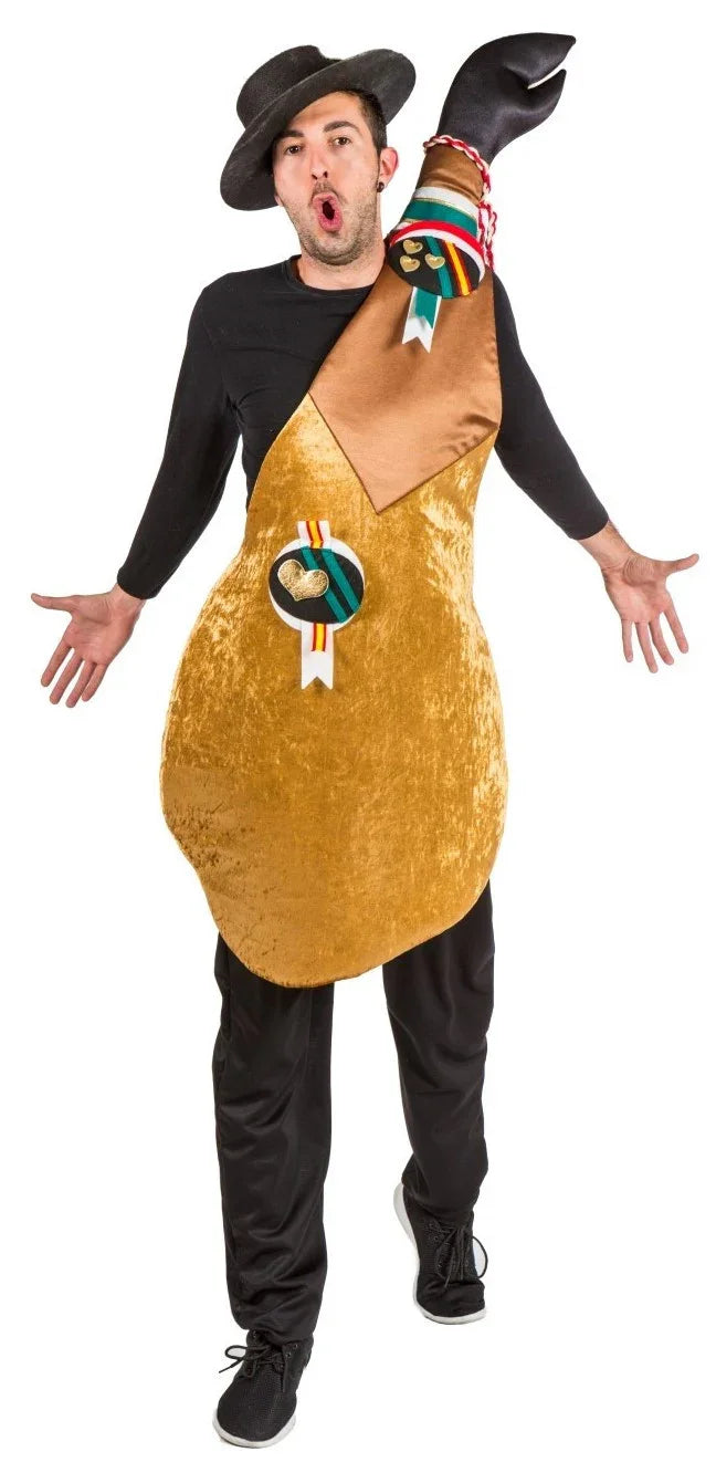 Disfraz de Jamón Ibérico Pata Negra para Adulto Bebida y Comida Nines