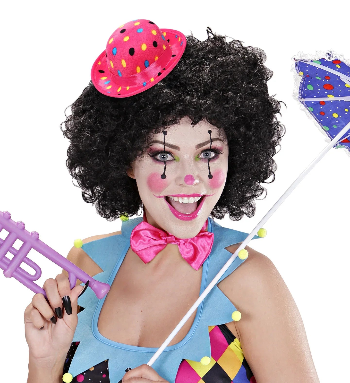 Mini Bombín de Payaso Rosa con Lunares Complementos Payasos Widmann