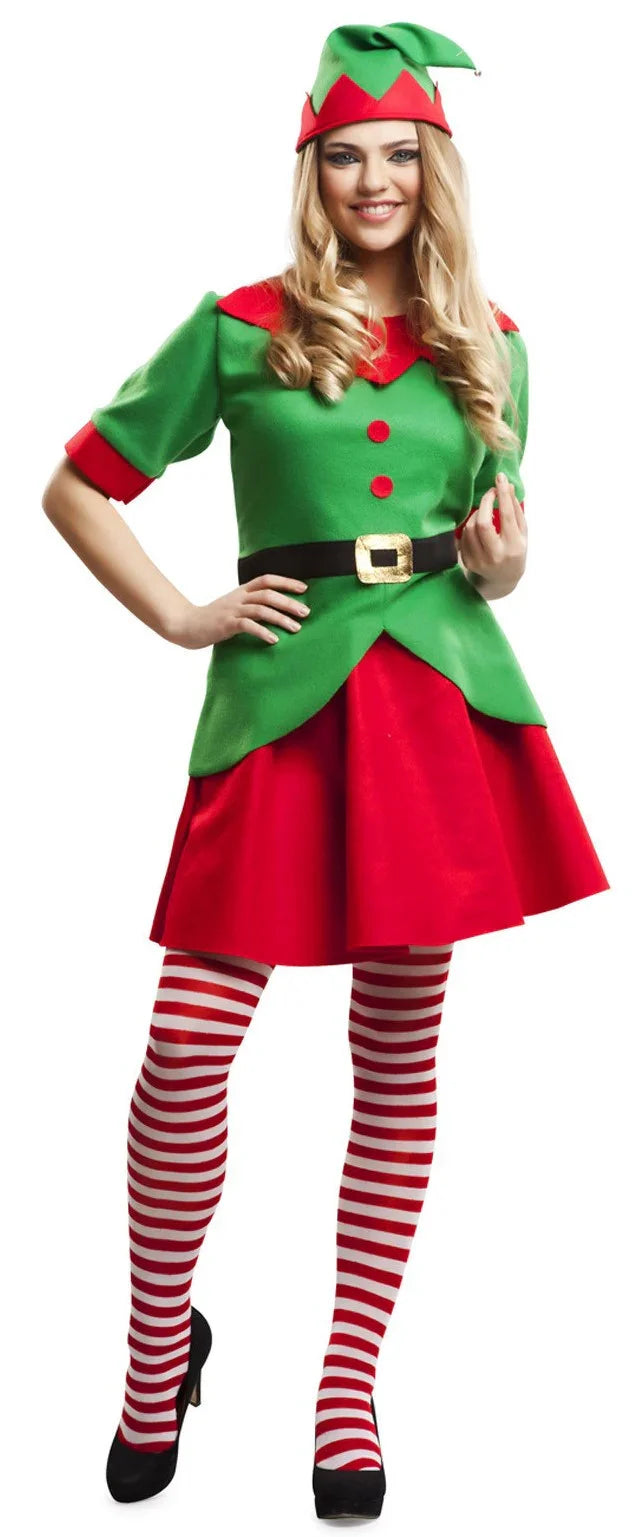 Disfraz de Elfa de Papá Noel para Mujer Elfos Navideños Viving