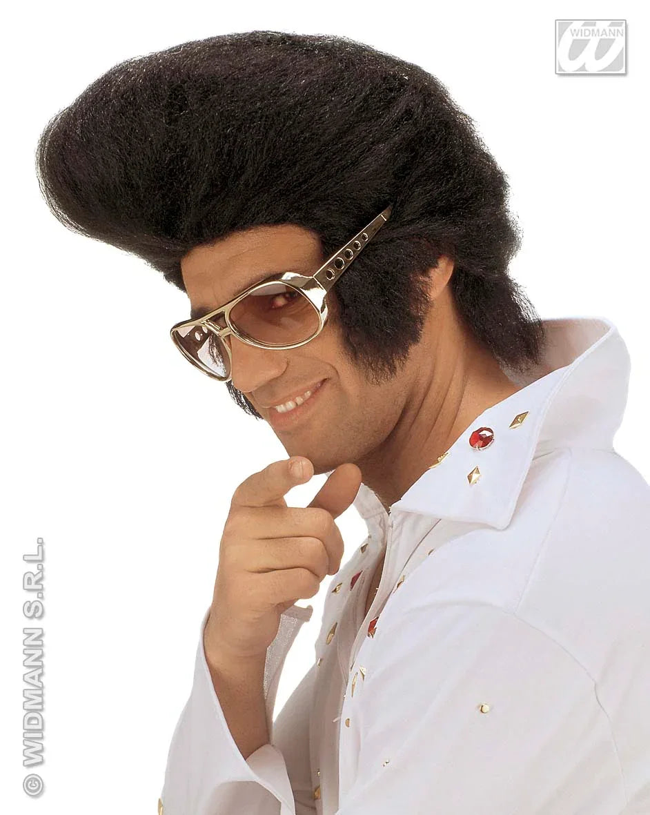 Peluca de Elvis Presley Morena con Patillas COMPLEMENTOS Widmann