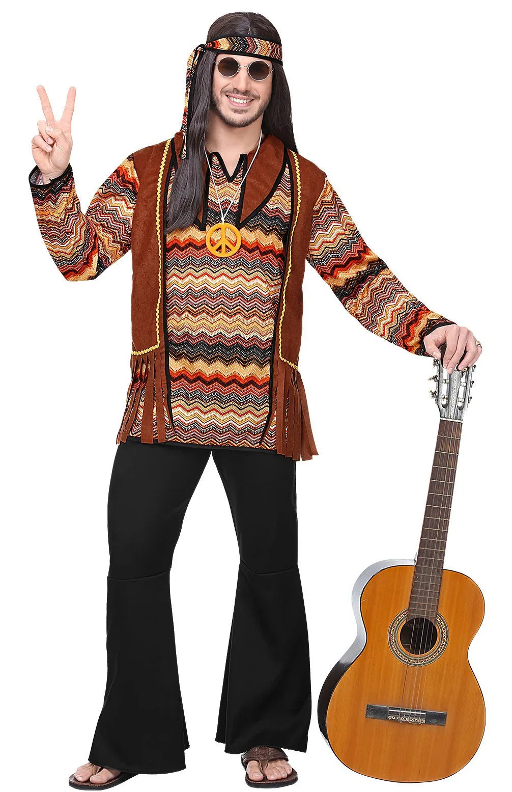 Disfraz de Hippie Pacifista con Chaleco para Hombre Hippies Widmann