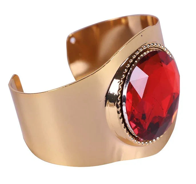 Brazalete Metálico Dorado con Piedra Preciosa Roja Complementos Romanos y Griegos EuroCarnavales