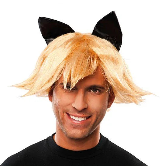 Peluca de Cat Noir Rubia con Orejas para Adulto LadyBug y CatNoir EuroCarnavales