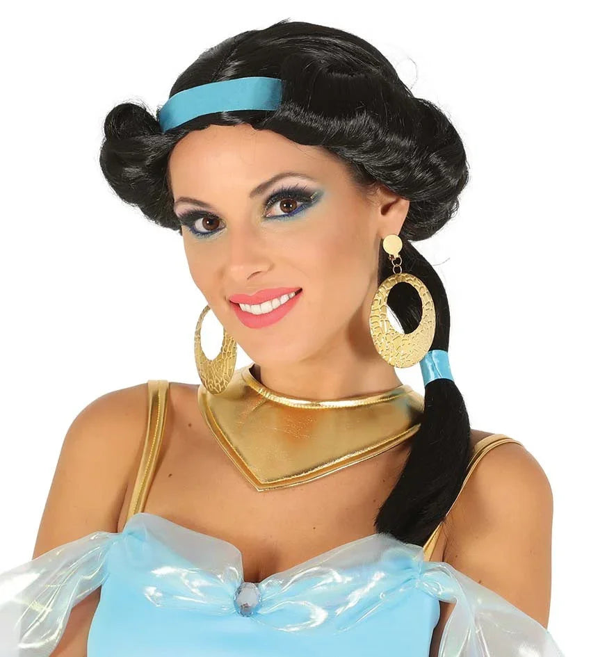 Peluca de Princesa Jasmín Morena Aladdín Guirca