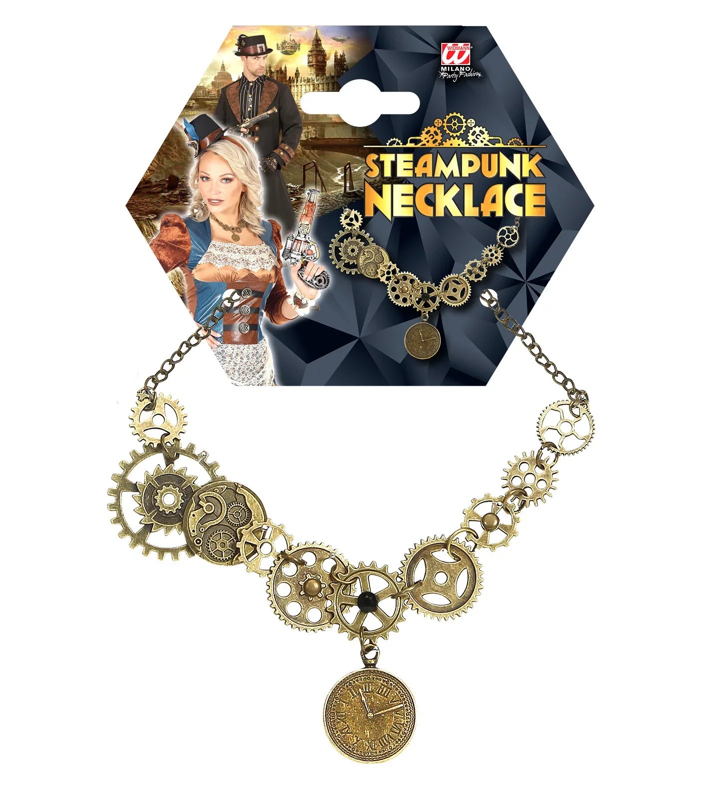 Collar Steampunk con Engranajes y Reloj Steampunk Widmann