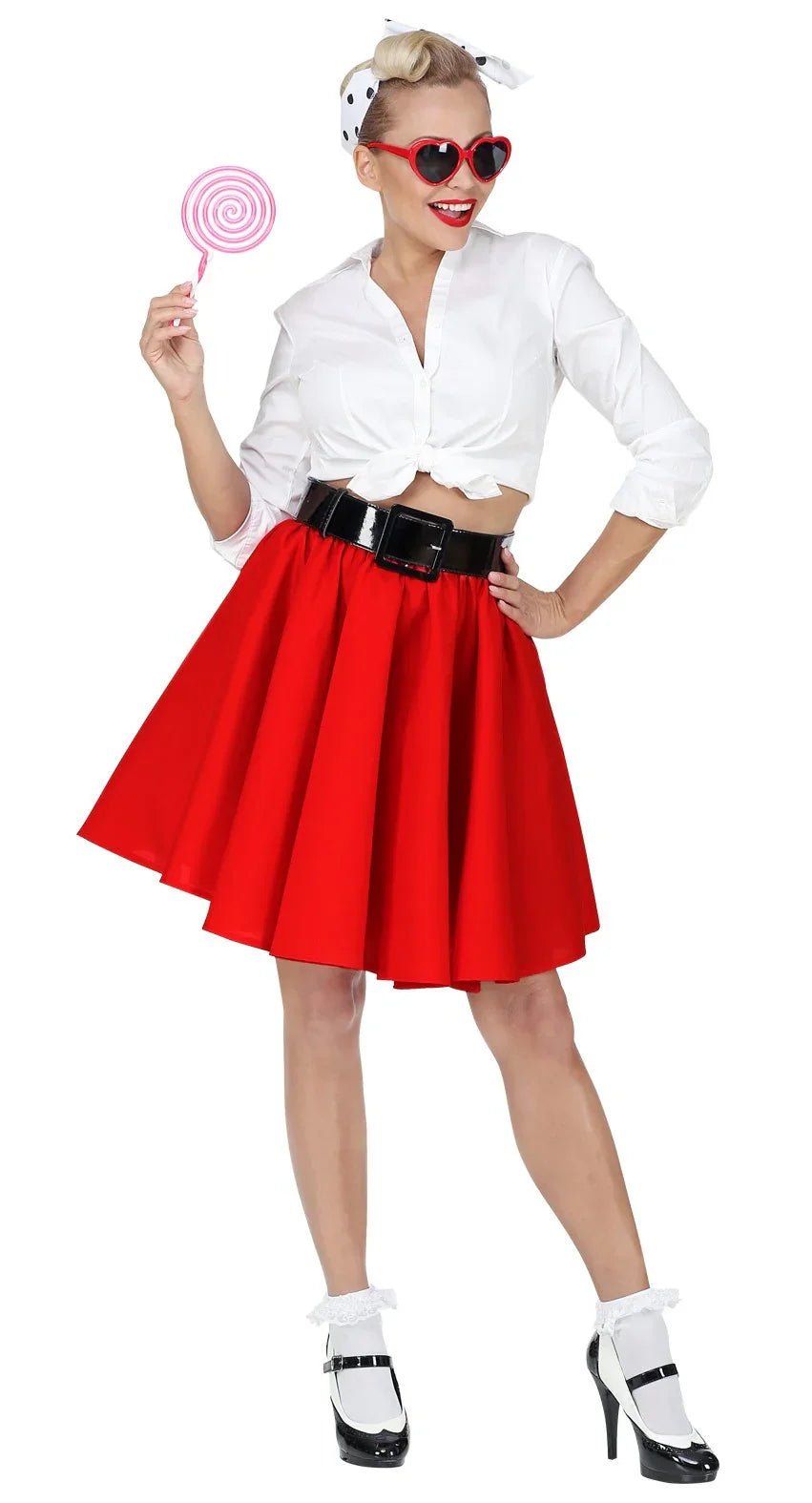 Falda Grease Roja Estilo Pin Up Complementos Grease Años 40 - 50 Widmann