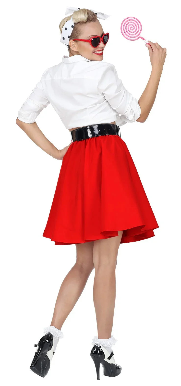 Falda Grease Roja Estilo Pin Up Complementos Grease Años 40 - 50 Widmann