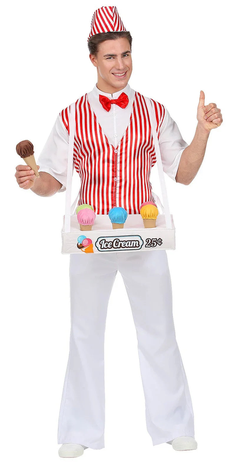 Disfraz de Heladero Americano a Rayas para Adulto Grease y Años 40 - 50 Widmann