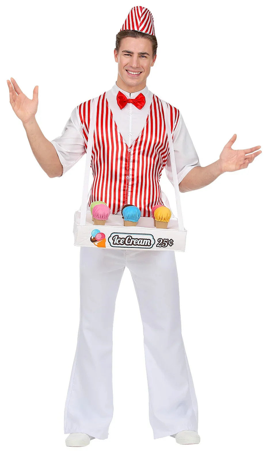Disfraz de Heladero Americano a Rayas para Adulto Grease y Años 40 - 50 Widmann