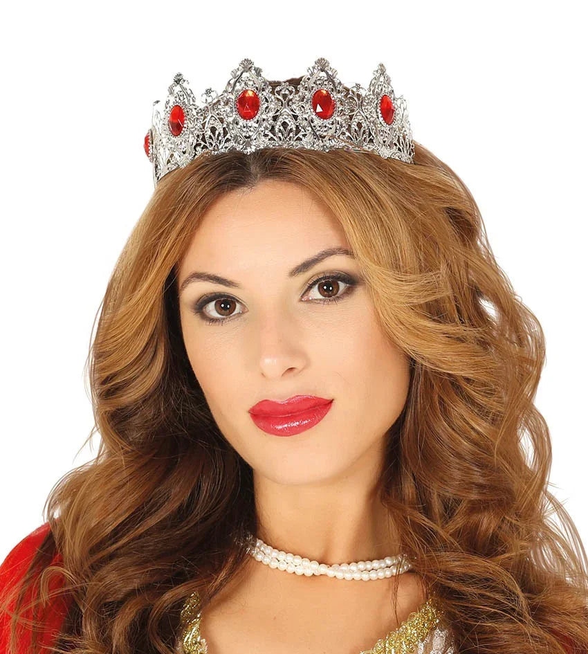 Tiara de Princesa Plateada Metálica con Pedrería Coronas y Tiaras Guirca