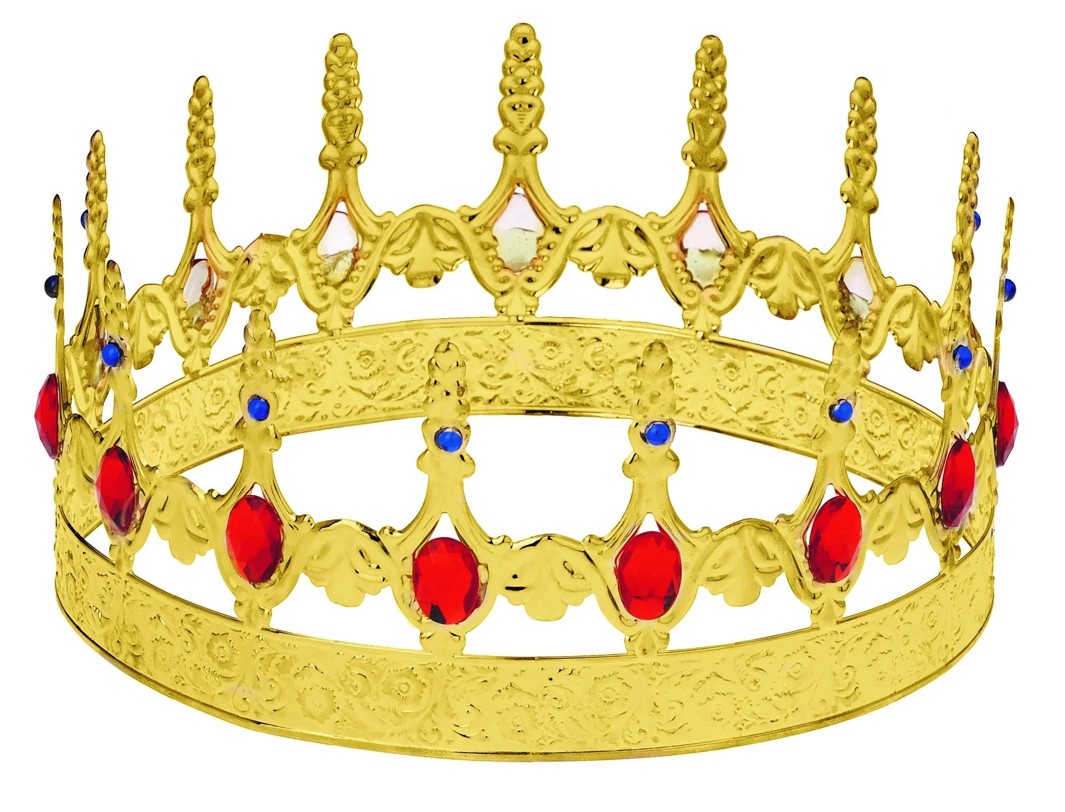 Corona de Rey Dorada Metálica con Pedrería Roja Coronas y Tiaras Fycar Complementos