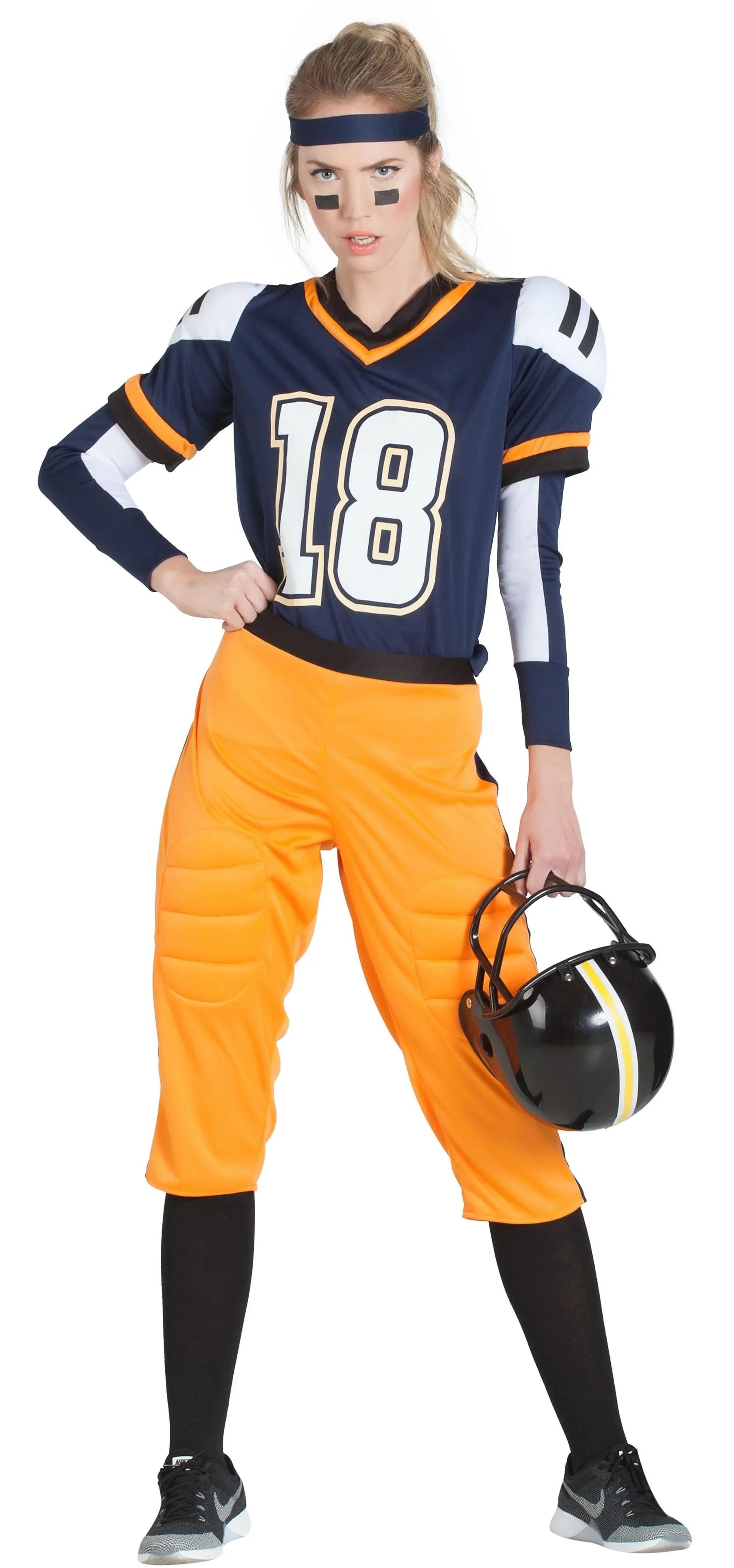 Disfraz de Jugadora de Rugby Azul para Mujer Jugadores de Rugby Kimokawaii