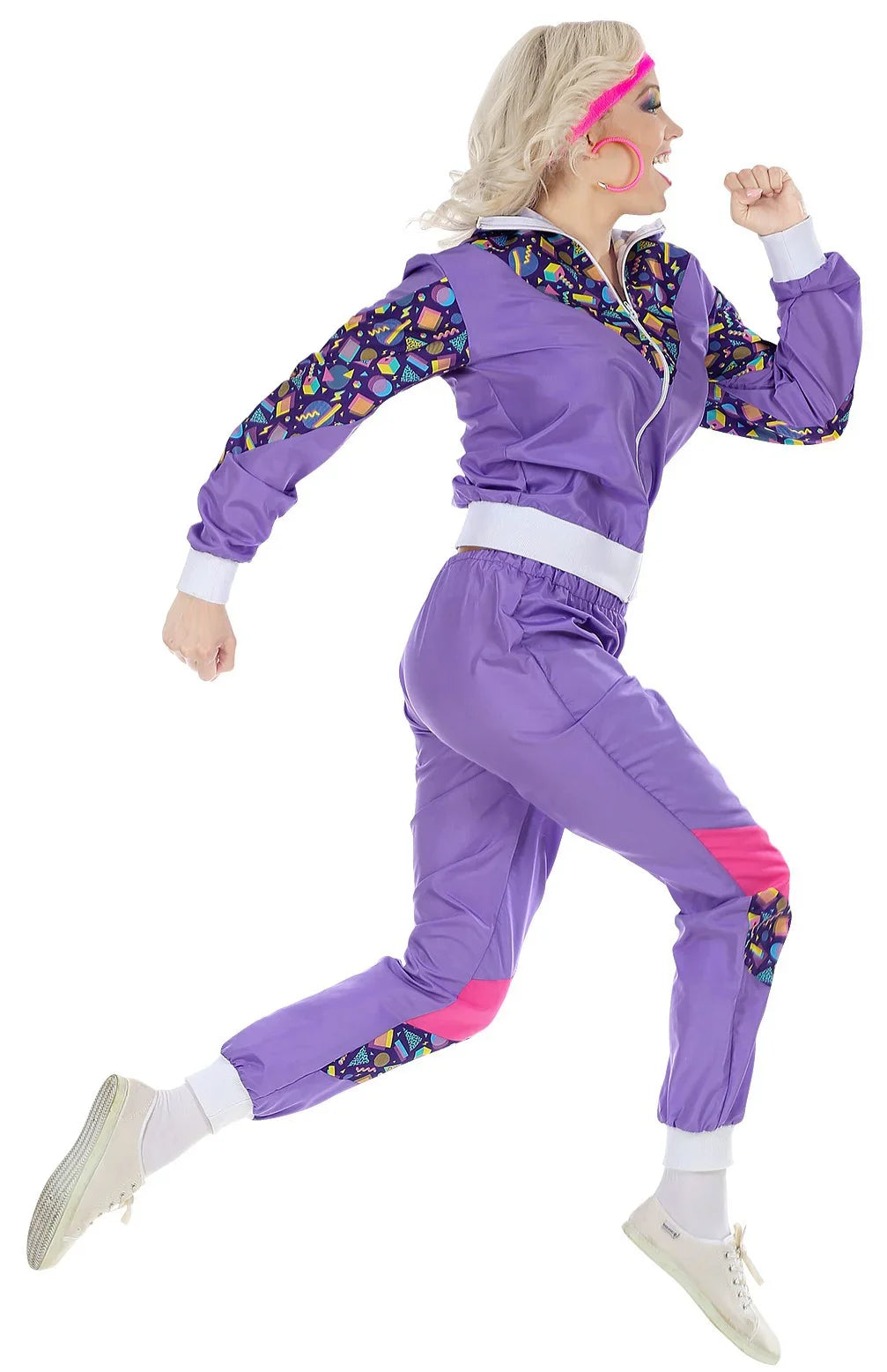 Disfraz Chándal de Táctel Morado Años 80 para Adulto Años 60, 70 y 80 Widmann