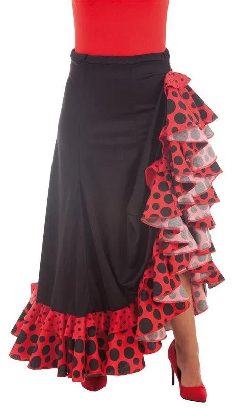 Falda Flamenca Roja y Negra para Mujer Sevillanas Llopis