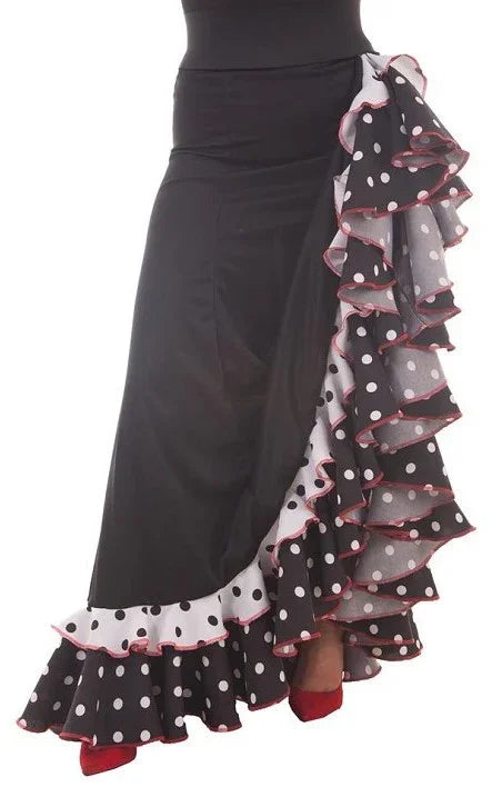 Falda Flamenca Negra y Blanca para Mujer Sevillanas Llopis