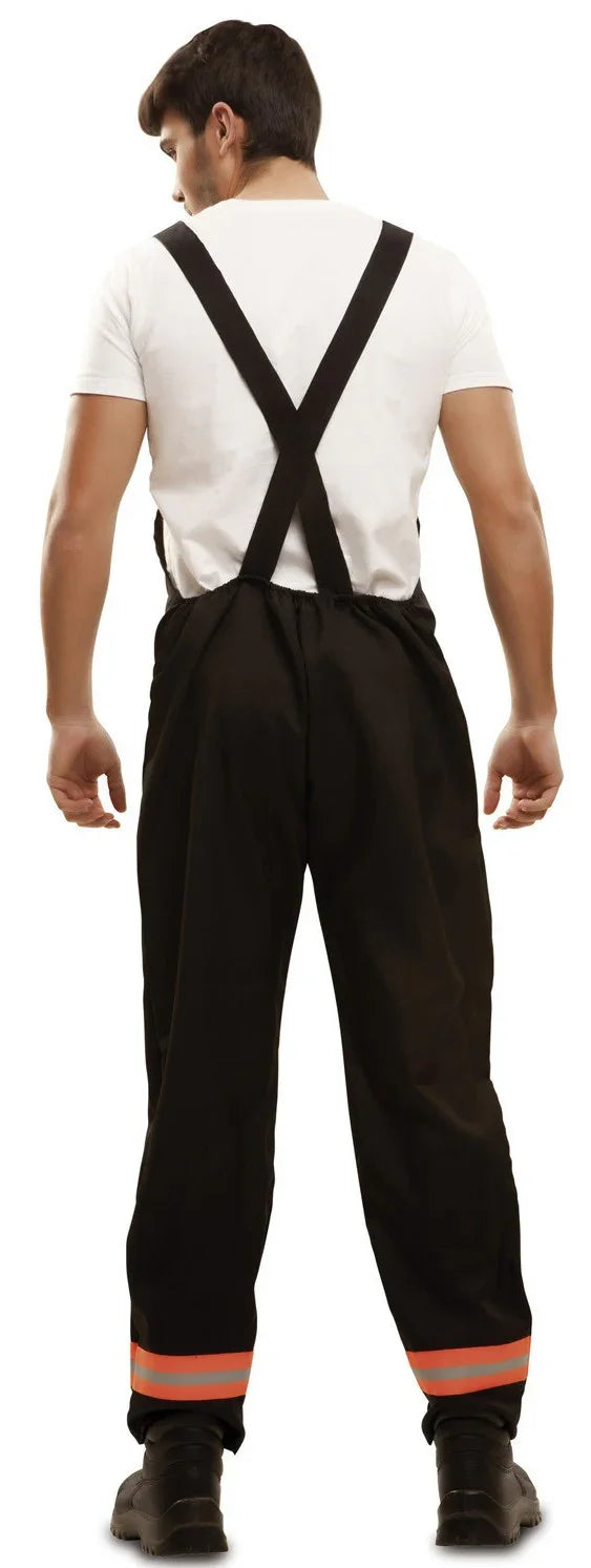 Disfraz de Bombero Negro con Peto para Hombre Bomberos Viving