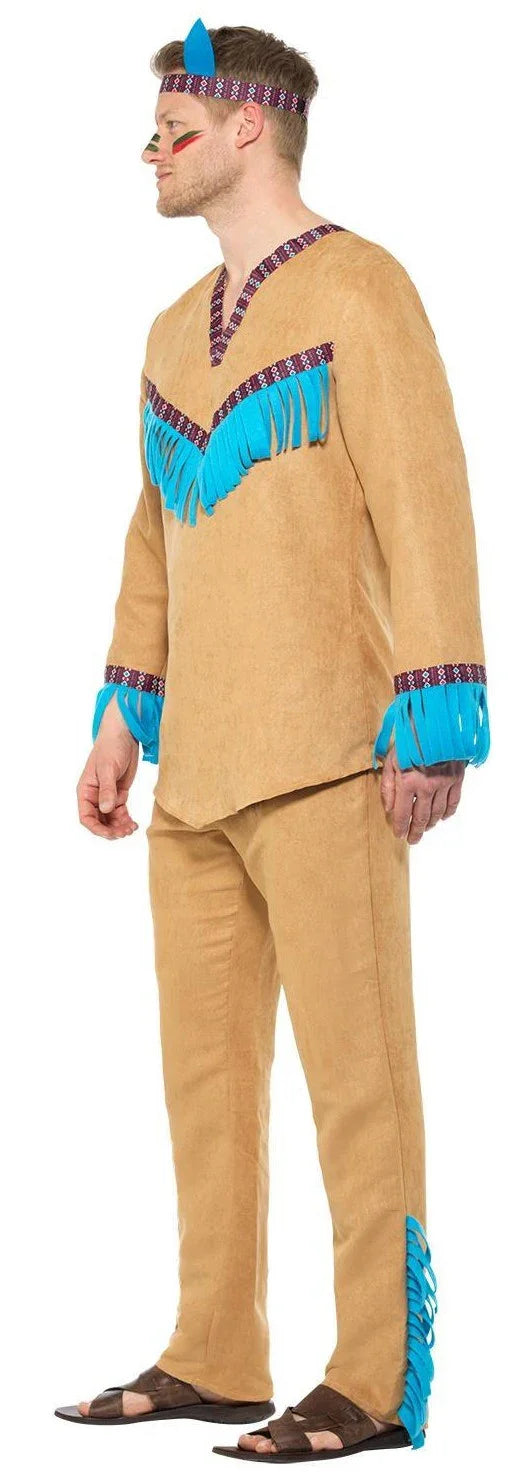 Disfraz de Indio Beige con Flecos para Hombre Indio Smiffys