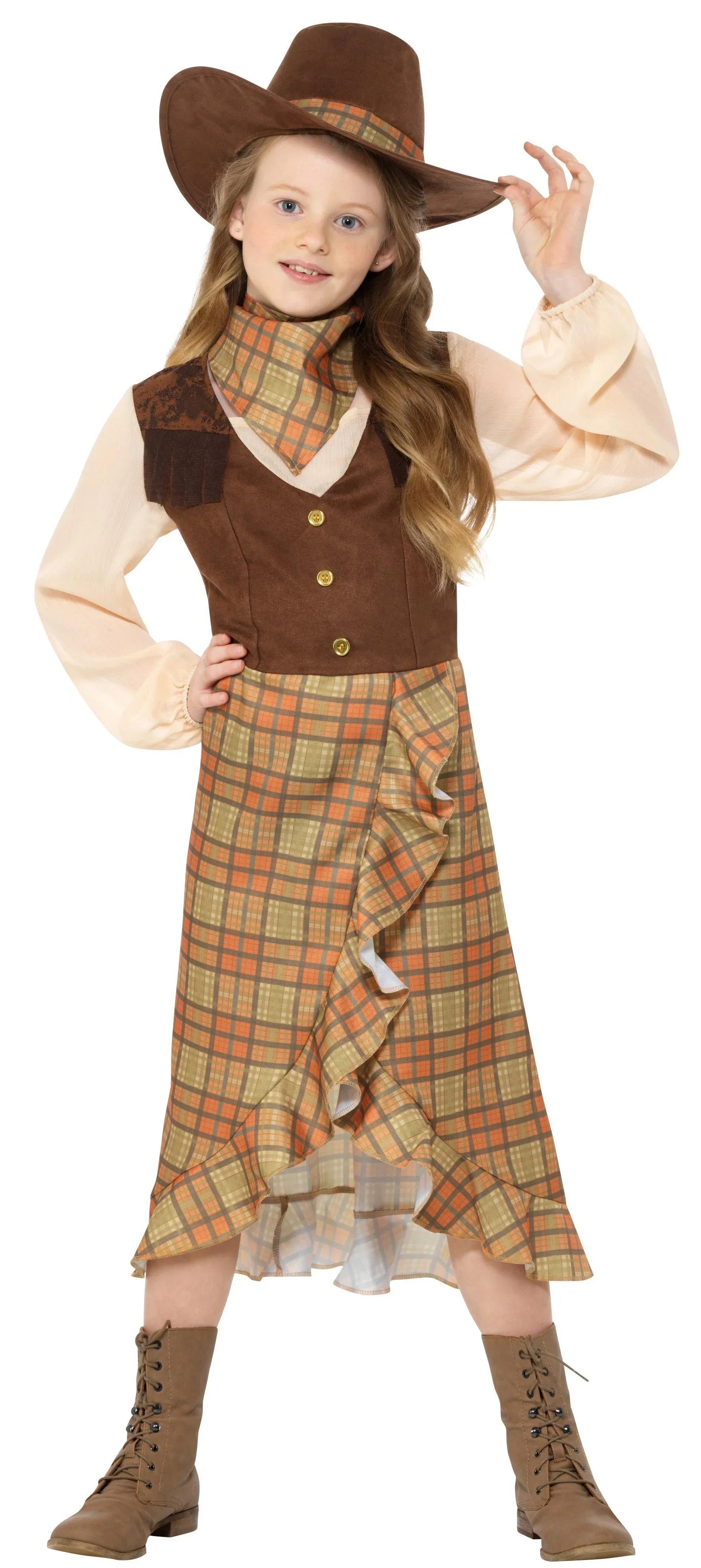 Disfraz de Vaquera con Sombrero para Niña Vaquero Smiffys