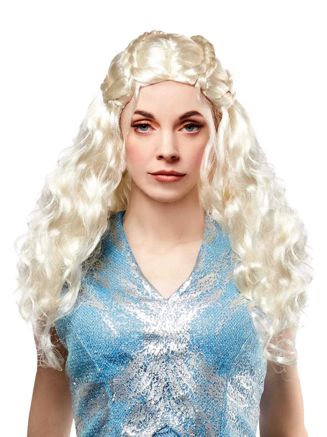 Peluca de Daenerys Targaryen Blanca con Trenzas Khaleesi Daenerys Targaryen Rubies