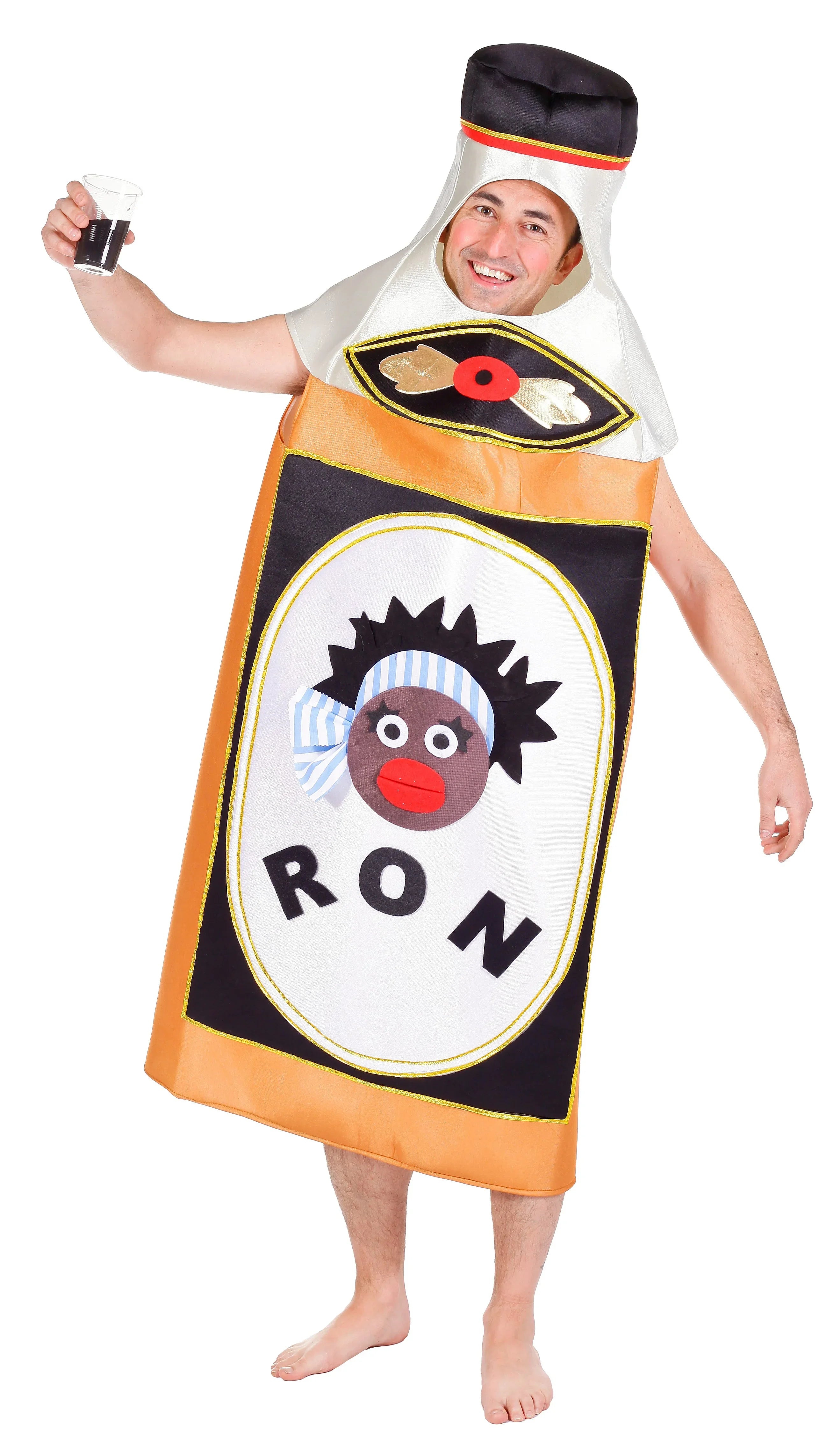 Disfraz de Botella de Ron Negrita para Adulto Bebida y Comida Nines