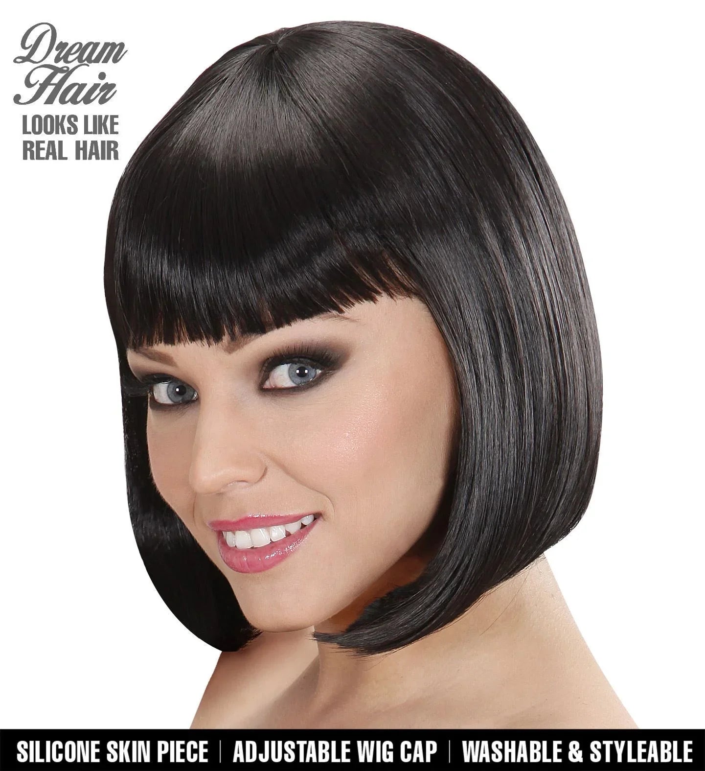 Peluca Morena Corta con Flequillo Lujo COMPLEMENTOS Widmann