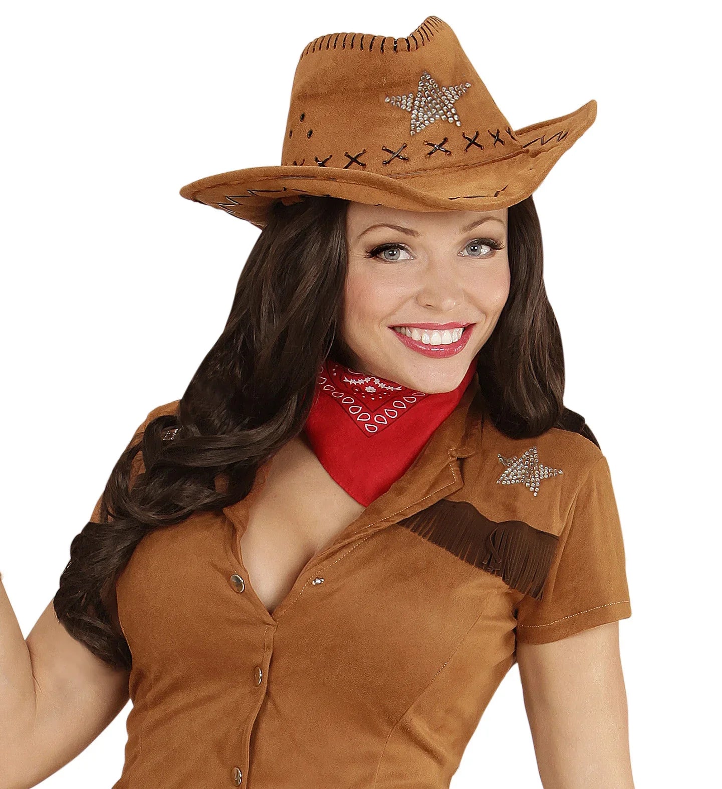 Peluca Castaña Ondulada Sin Flequillo Lujo COMPLEMENTOS Widmann