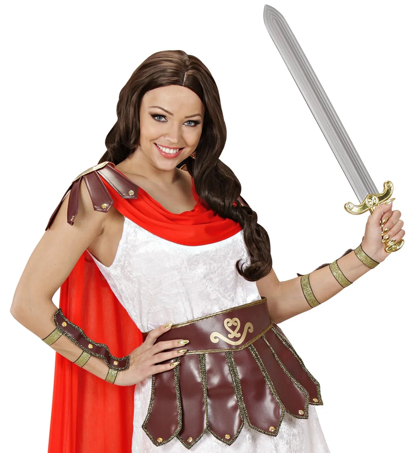 Peluca Castaña Ondulada Sin Flequillo Lujo COMPLEMENTOS Widmann