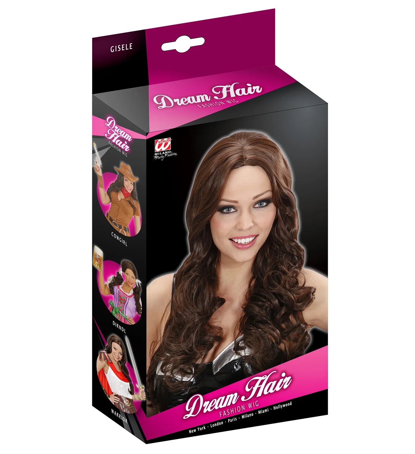 Peluca Castaña Ondulada Sin Flequillo Lujo COMPLEMENTOS Widmann