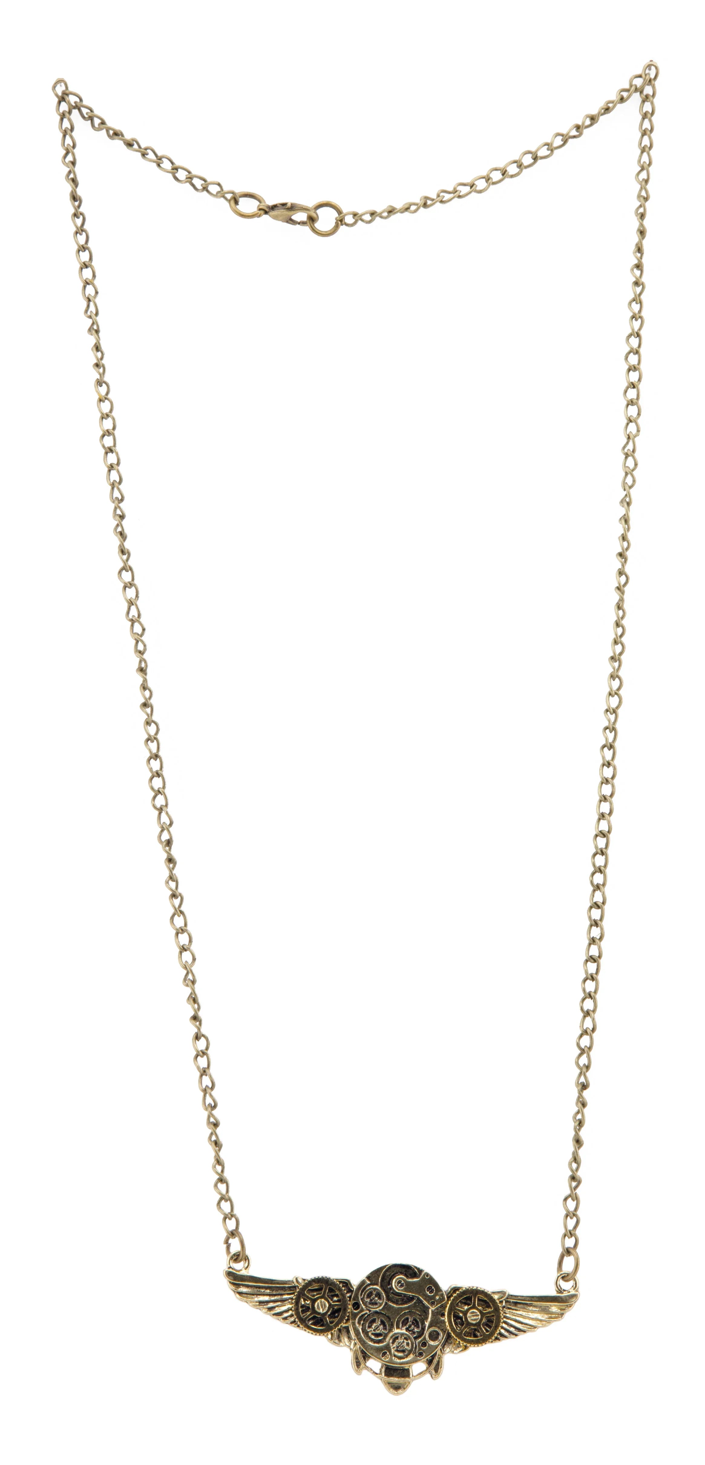 Collar Steampunk Dorado con Alas y Engranajes Steampunk Fycar Complementos