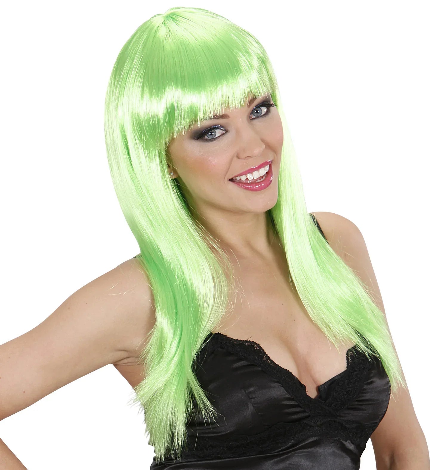 Peluca Verde de Melena Larga con Flequillo COMPLEMENTOS Widmann