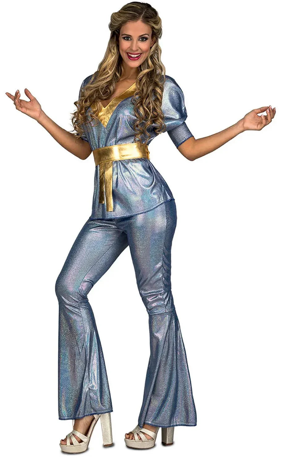 Disfraz de Chica Disco Plateada para Mujer Disco Viving