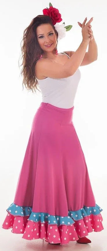 Falda Flamenca Rosa para Mujer Sevillanas Llopis