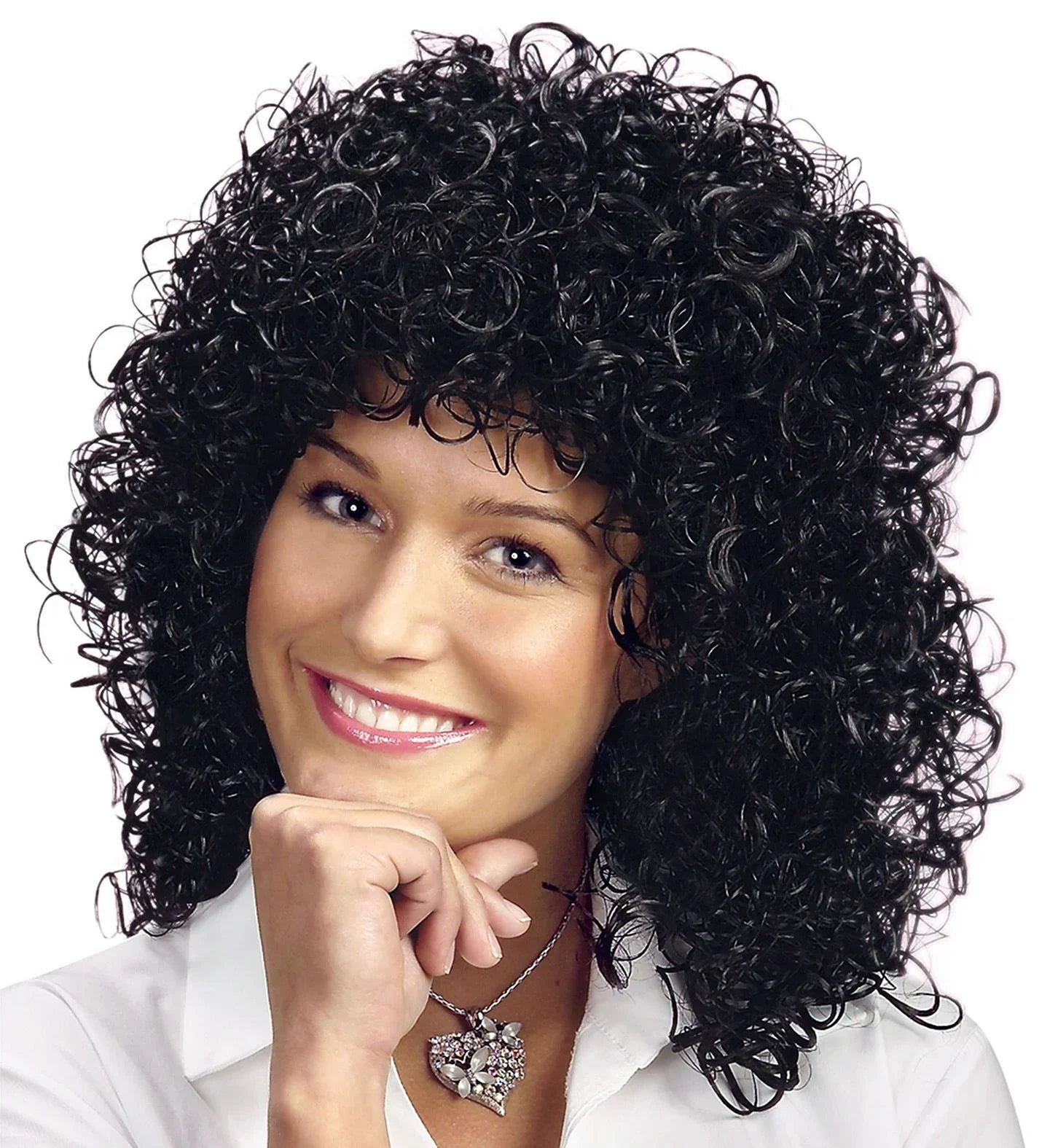 Peluca Morena con Rizos Años 80 COMPLEMENTOS Widmann