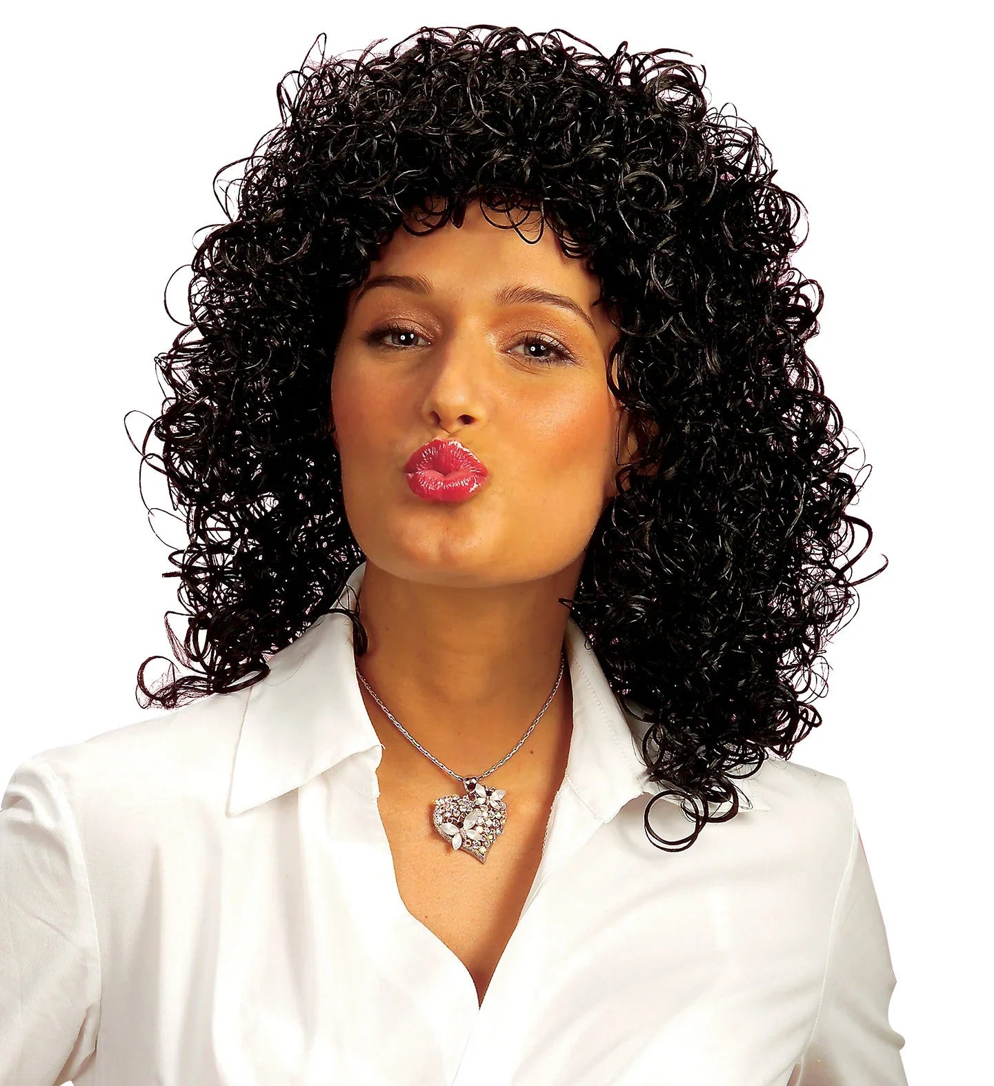 Peluca Morena con Rizos Años 80 COMPLEMENTOS Widmann