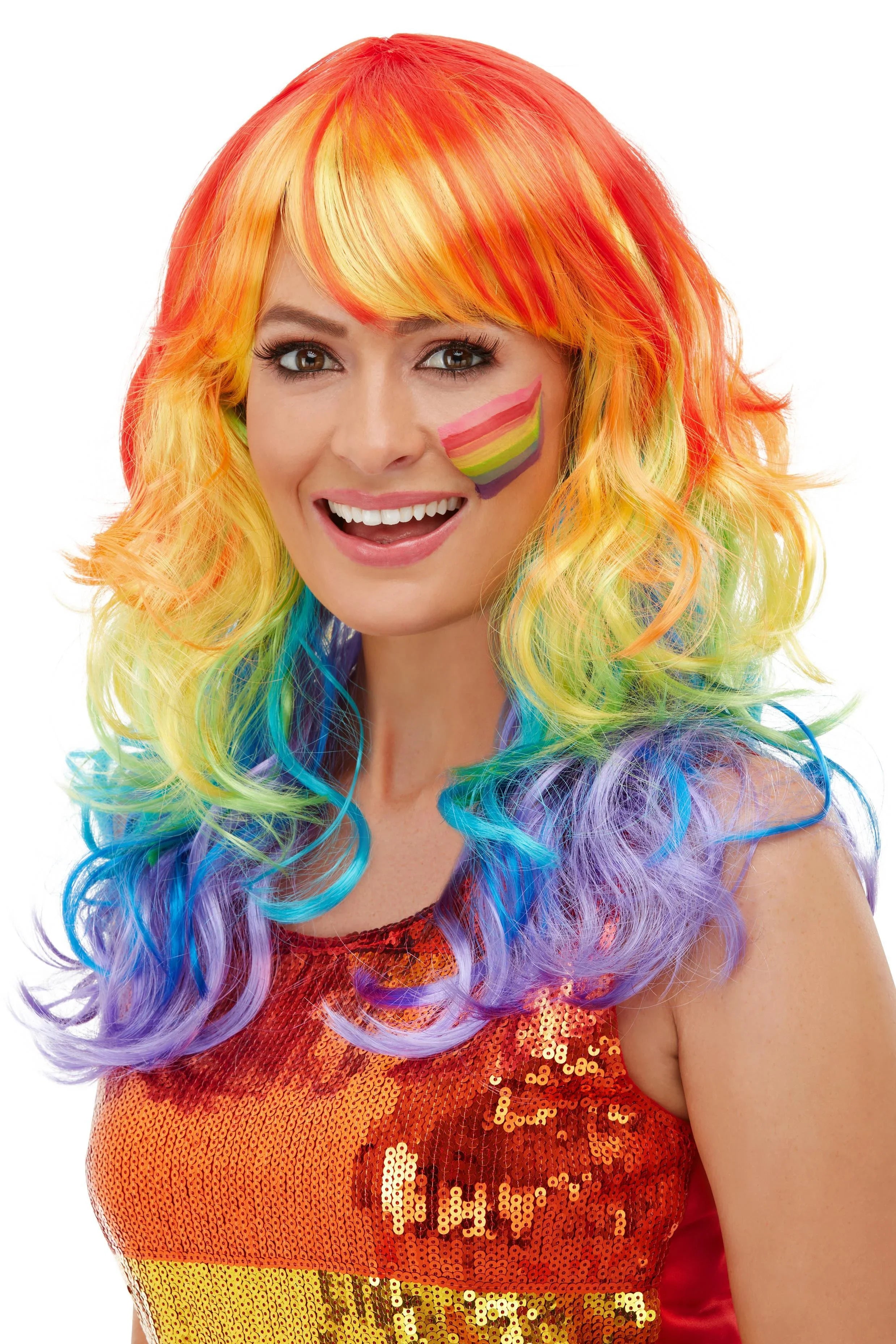 Peluca Arco Iris Larga Ondulada Orgullo Gay Smiffys